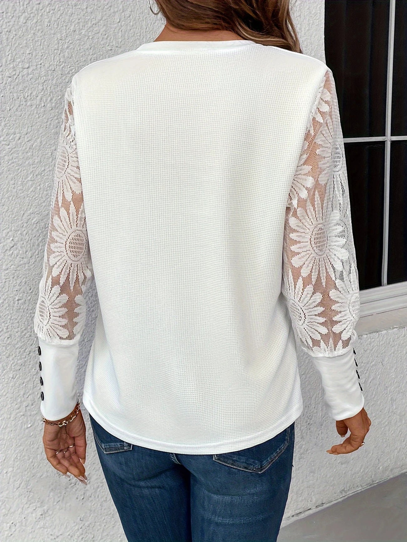 Florale Spitzen-Einsatz Elegantes T-Shirt