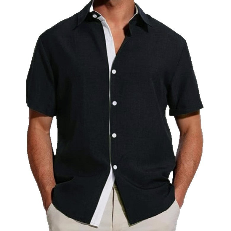 European And American Men's Short-sleeved Color Shirt