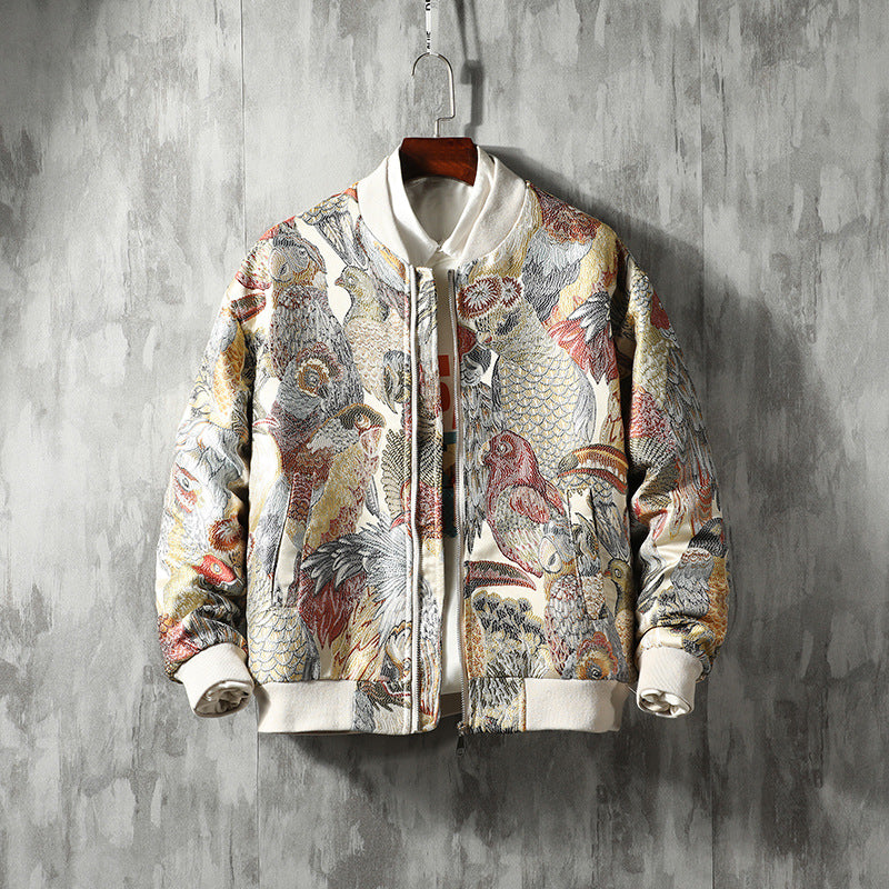 Men's Japanese Style Jacket Large Size Coat Youth Jacket Zipper Stand Collar Long Sleeve Men's Clothing