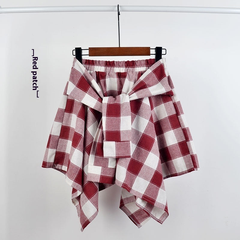 College Style Plaid Irregular Dance Skirt