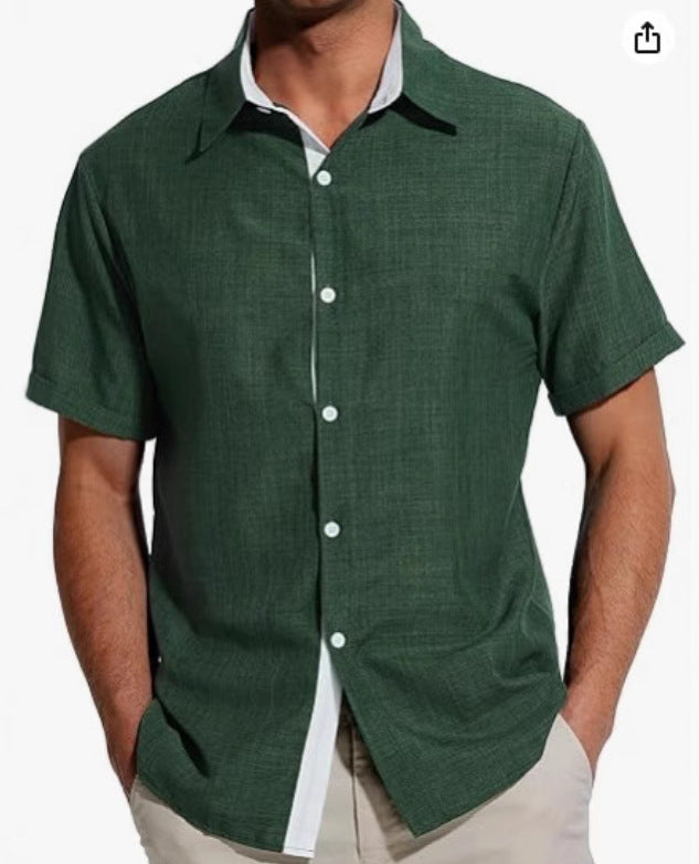 European And American Men's Short-sleeved Color Shirt