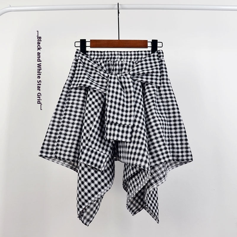 College Style Plaid Irregular Dance Skirt