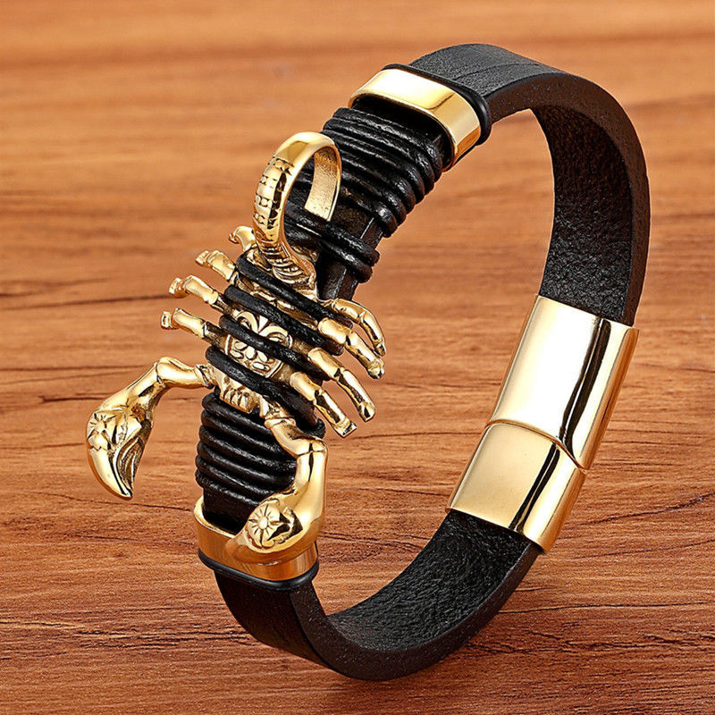 Skorpionarmband Leder Geflochtenes Armband Herren