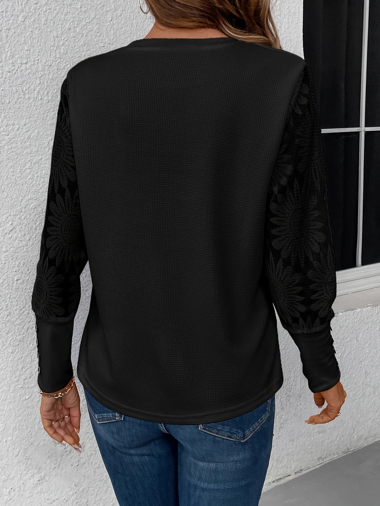 Florale Spitzen-Einsatz Elegantes T-Shirt
