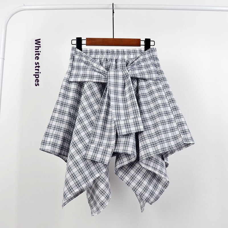 College Style Plaid Irregular Dance Skirt