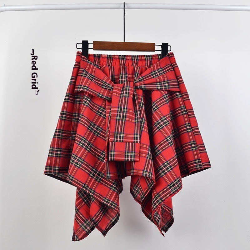 College Style Plaid Irregular Dance Skirt