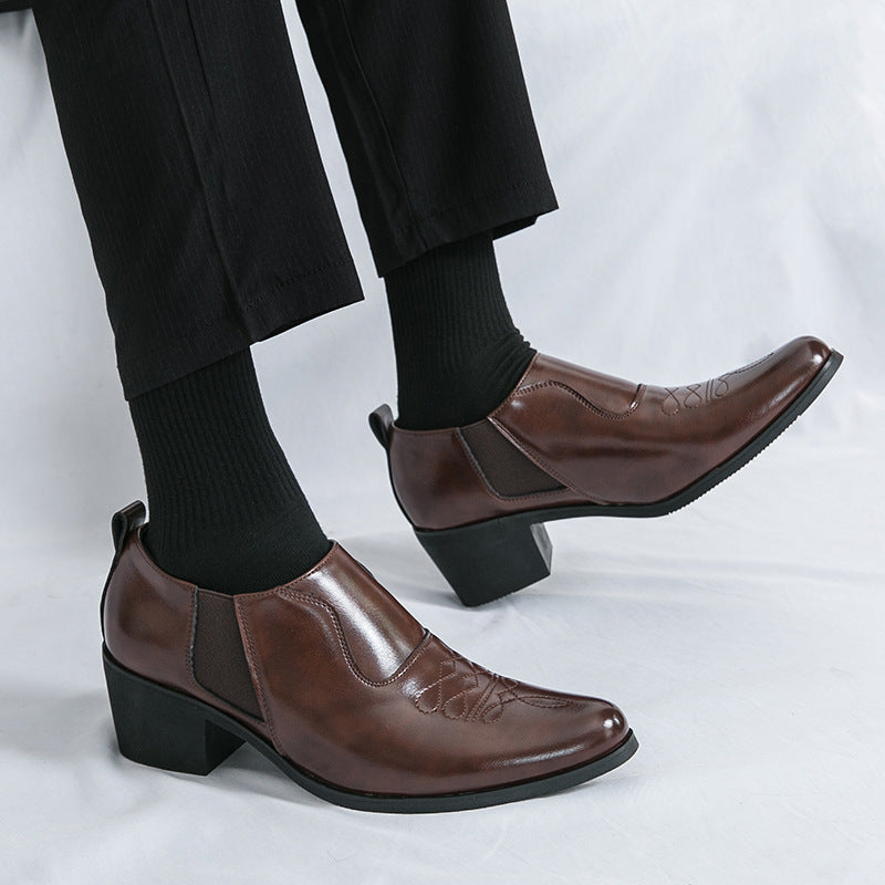 Fashion Men's Business Formal Platform Height Increasing Leather Shoes
