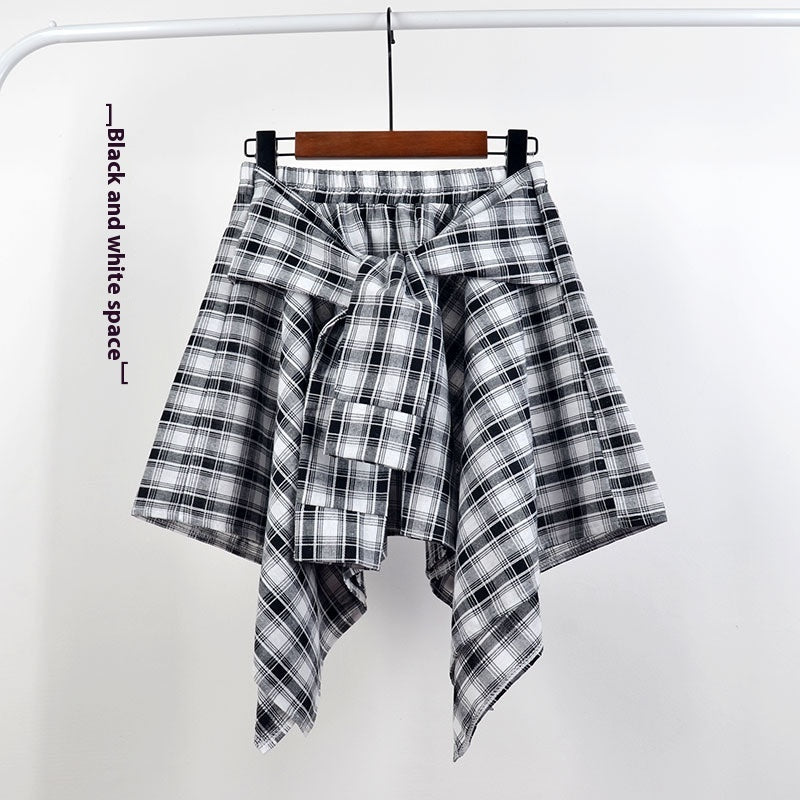 College Style Plaid Irregular Dance Skirt
