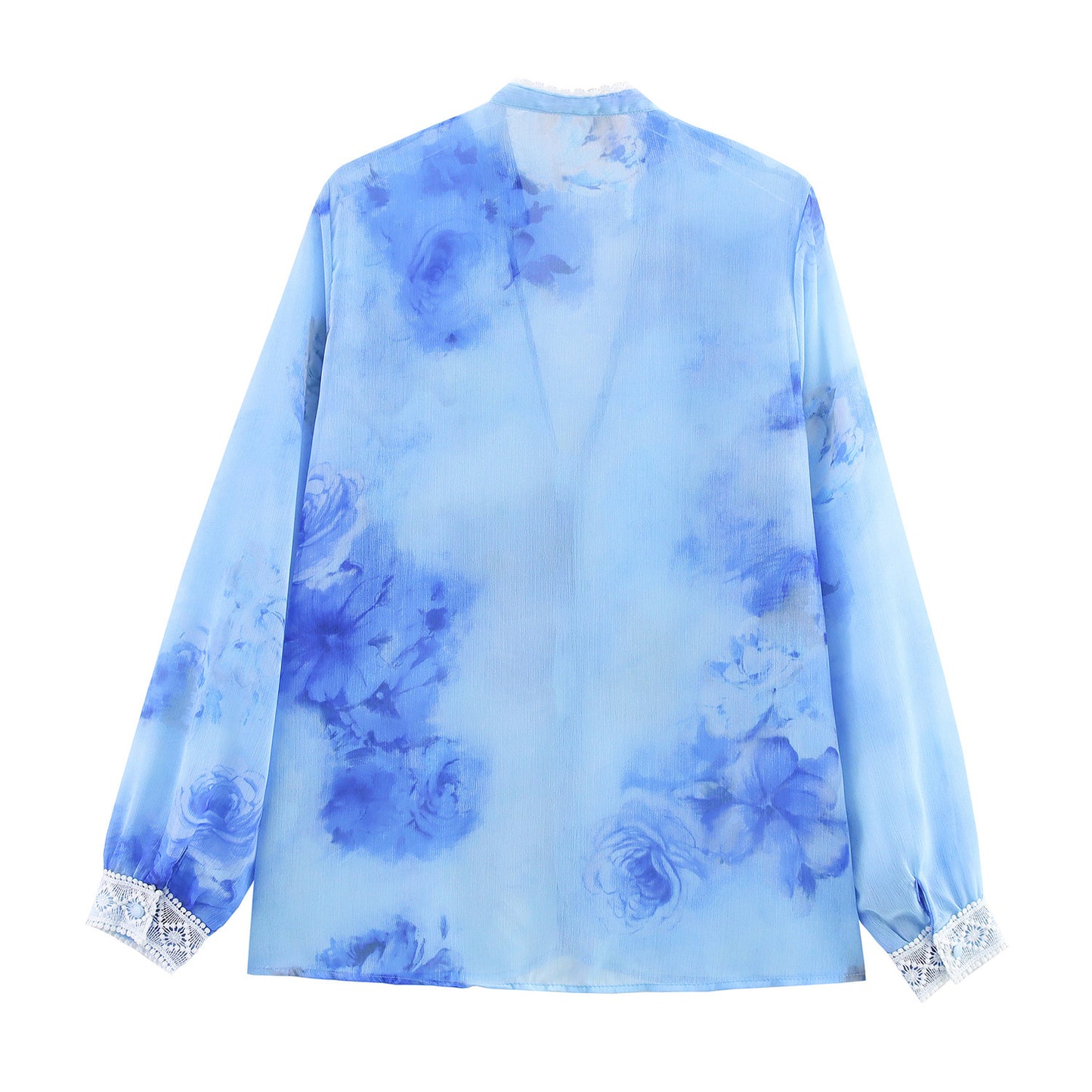 Frühling Sommer Ethnischer Stil Floral Druck Langarm Bluse