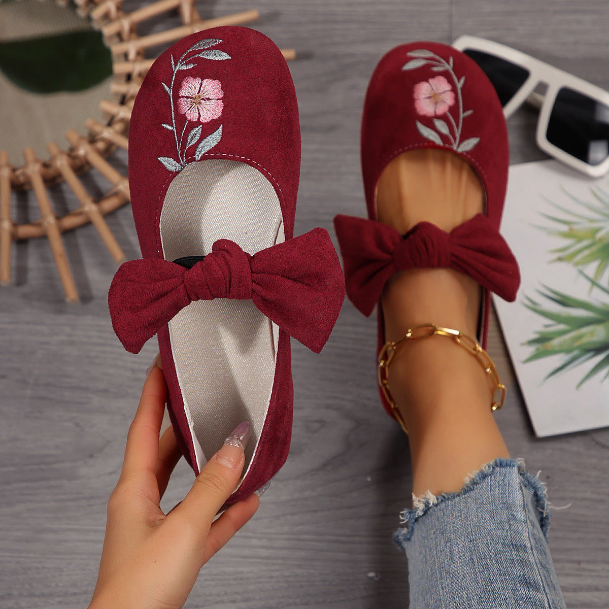 Fashion Personalized Women's Bow Flat Work Shoes