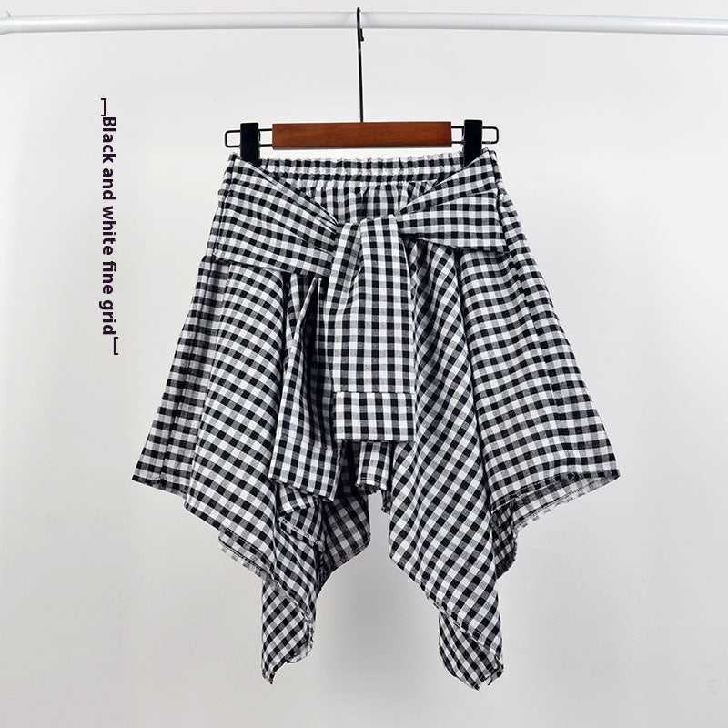 College Style Plaid Irregular Dance Skirt