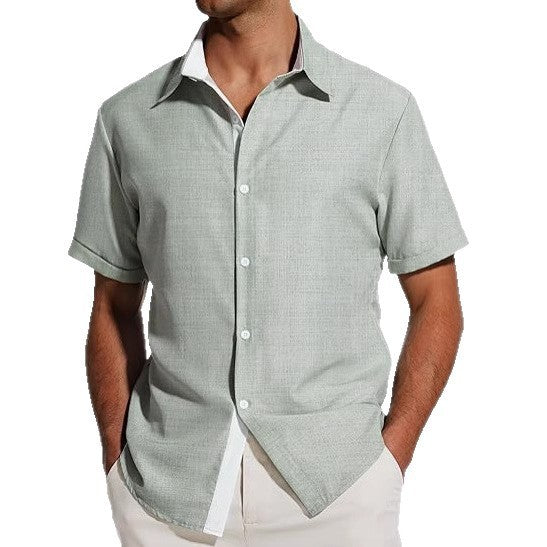 European And American Men's Short-sleeved Color Shirt