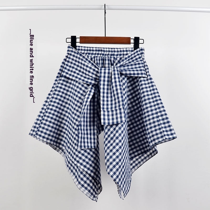 College Style Plaid Irregular Dance Skirt