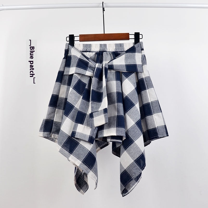College Style Plaid Irregular Dance Skirt
