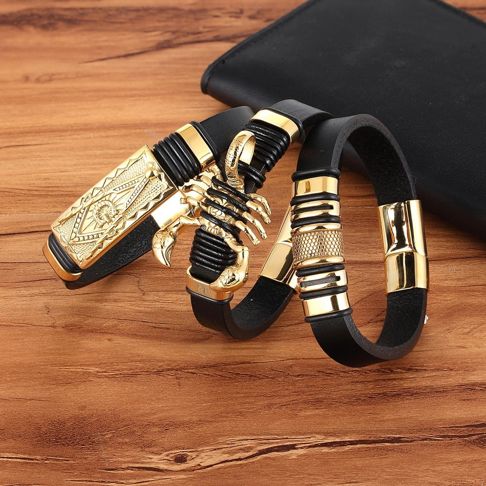 Skorpionarmband Leder Geflochtenes Armband Herren