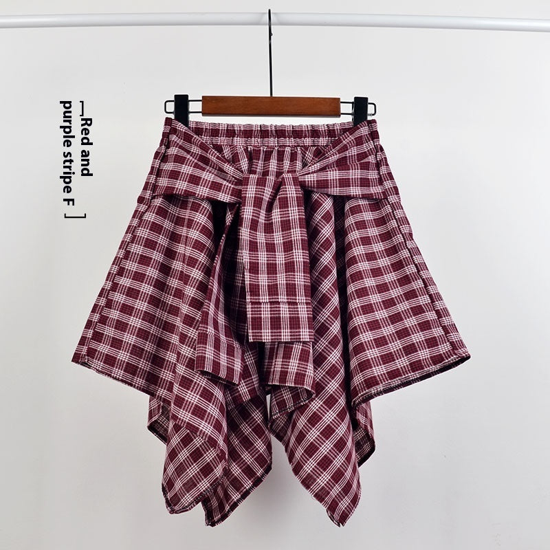 College Style Plaid Irregular Dance Skirt