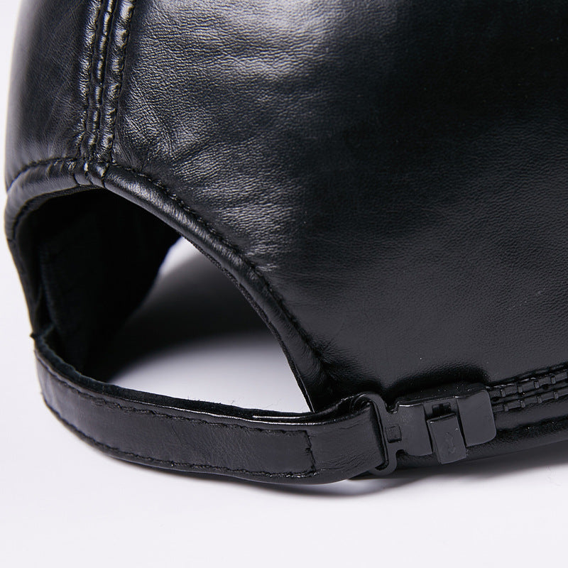 Leather Men Women Middle-aged And Elderly Sheepskin Baseball Caps Thickened Warm Duck Tongue