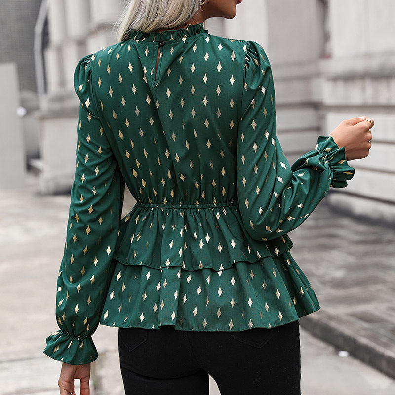 Autumn New Fashion Women's Clothing European And American Slim Shirt Long-sleeved Women