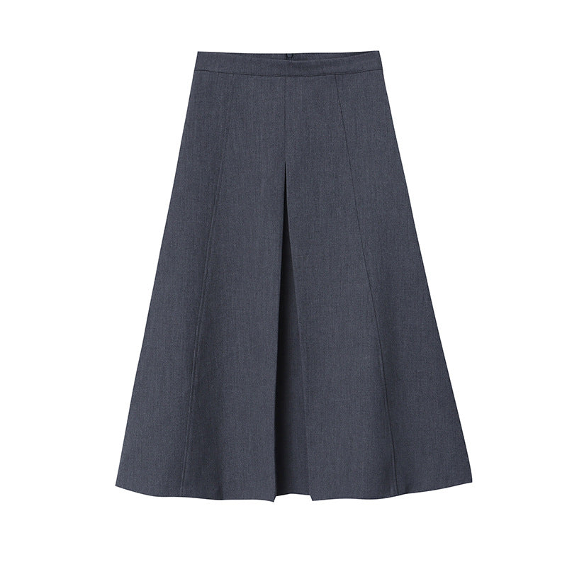 Tailored Commuter Style A-line Woolen Suit No-iron Skirt