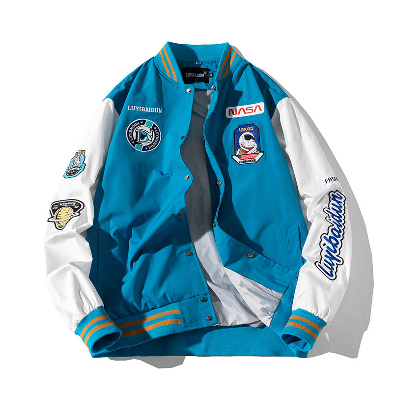 24 Wear New Autumn And Winter NASA Co-branded Baseball Uniforms For Men And Women, Loose Casual Jackets, Trendy Brand Pilot Cotton Coats