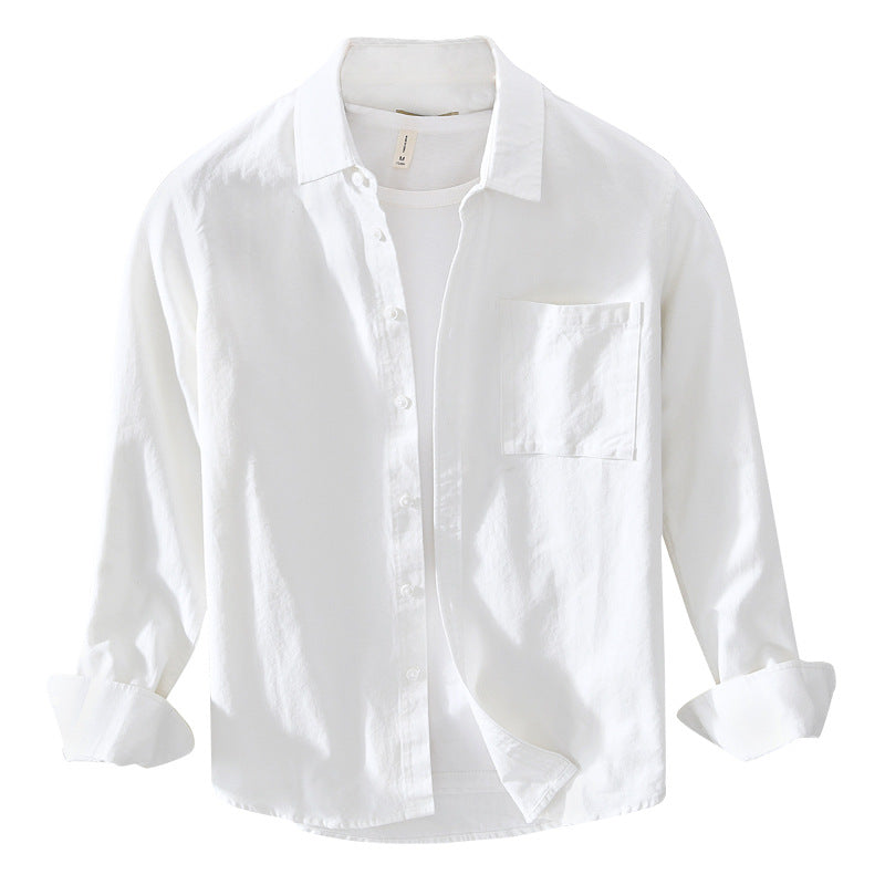 Spring And Summer New Single Pocket Long Sleeve Casual Shirt