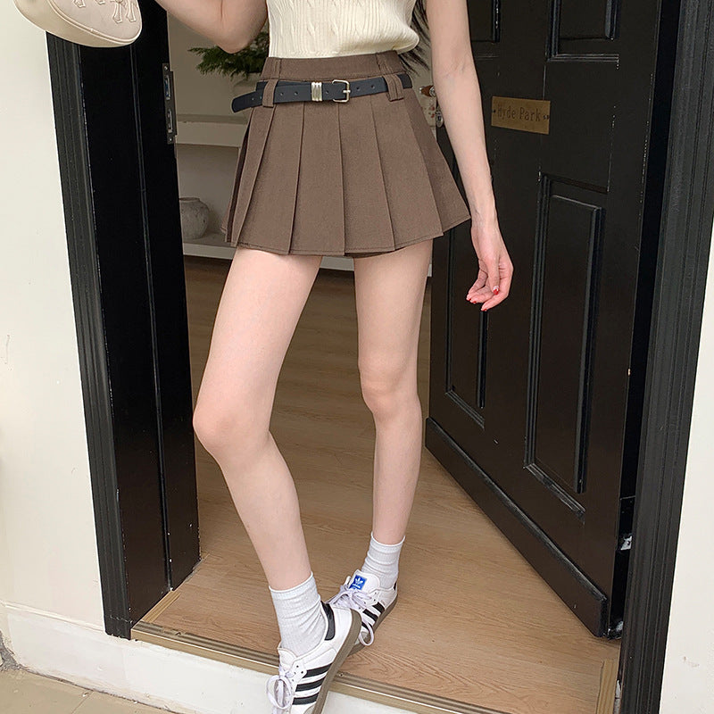 Women's Solid Color Casual High Waist Pleated Skirt