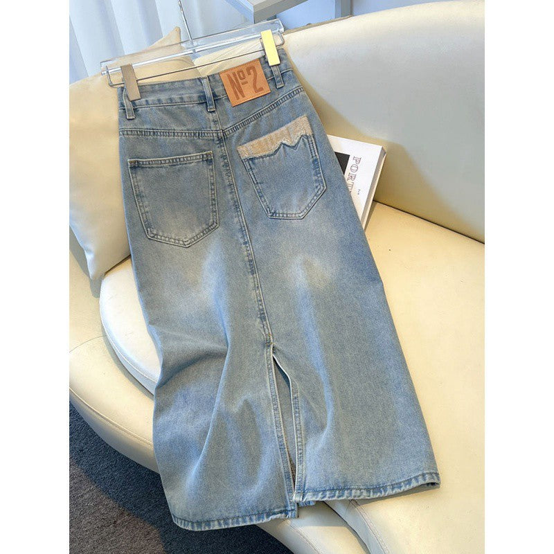 Mid-length High Waist Slimming Slit A- Line Sheath Skirt