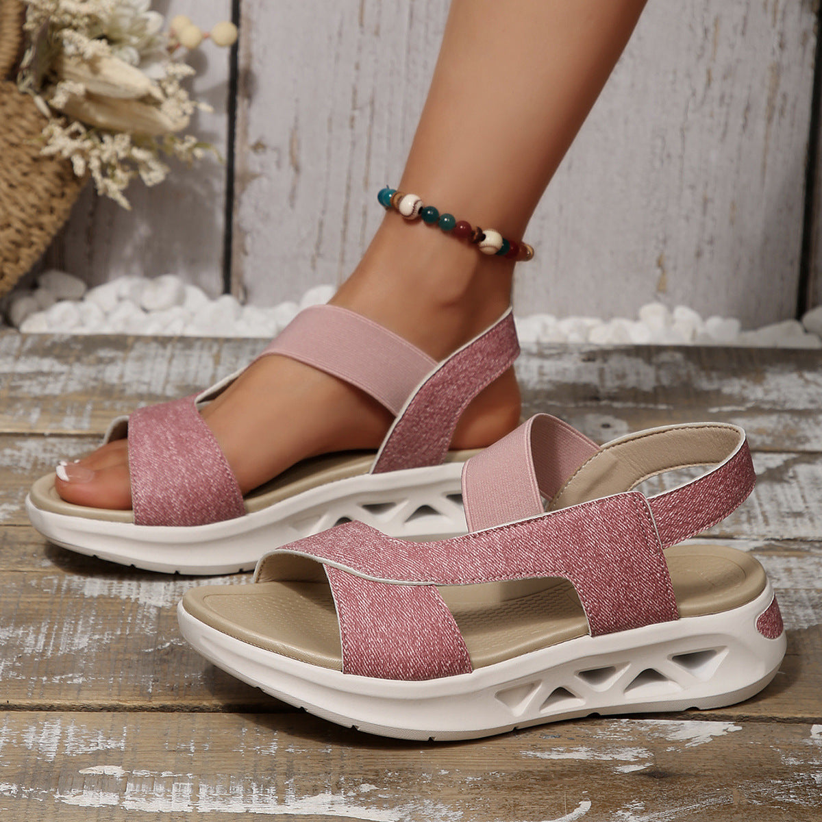 Women's Cloth Platform Beach Sandals