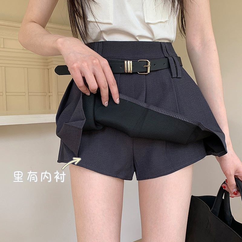 Women's Solid Color Casual High Waist Pleated Skirt