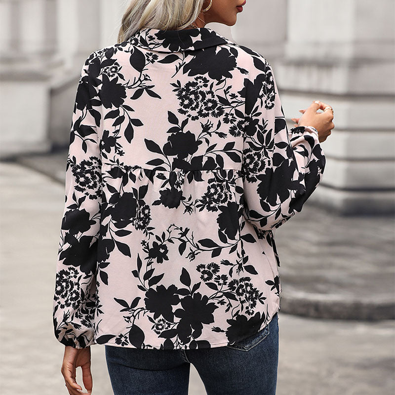 Autumn New Fashion Women's Clothing European And American Printed Shirts Women's French Style