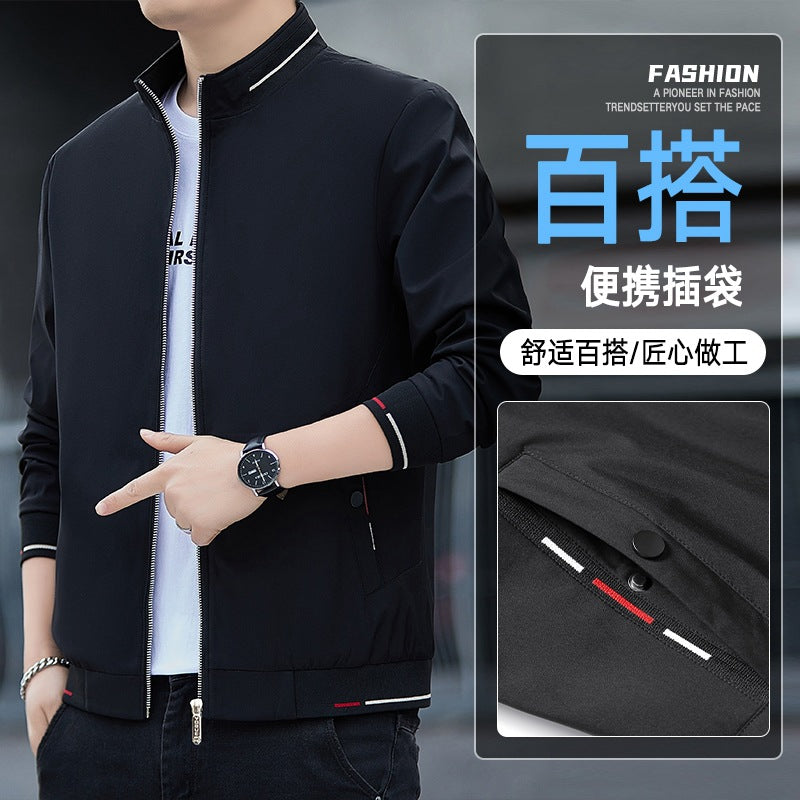 2024 Spring New Jacket Men's Young And Middle-aged Business Casual Plus Size Commuter Jacket Men's Jacket Printed