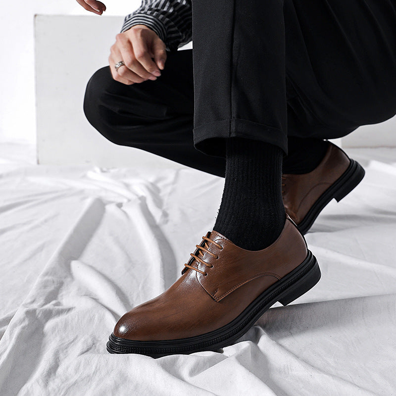 Summer British Phoenix Formal Business Suit Shoes Black Interior Height Increase