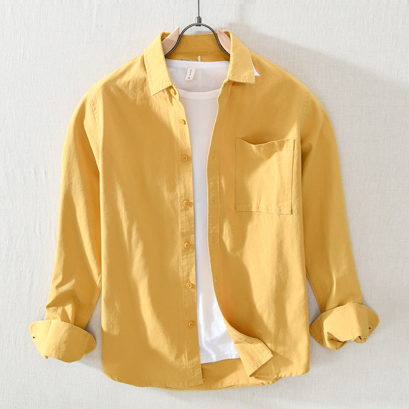 Spring And Summer New Single Pocket Long Sleeve Casual Shirt