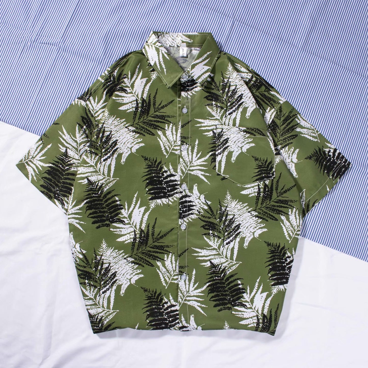 Ins Super Hot Shirt Men's Summer Hawaii Bali Vacation Wind Sleeves Fancy Hainan Island Beach Village Clothing Trend