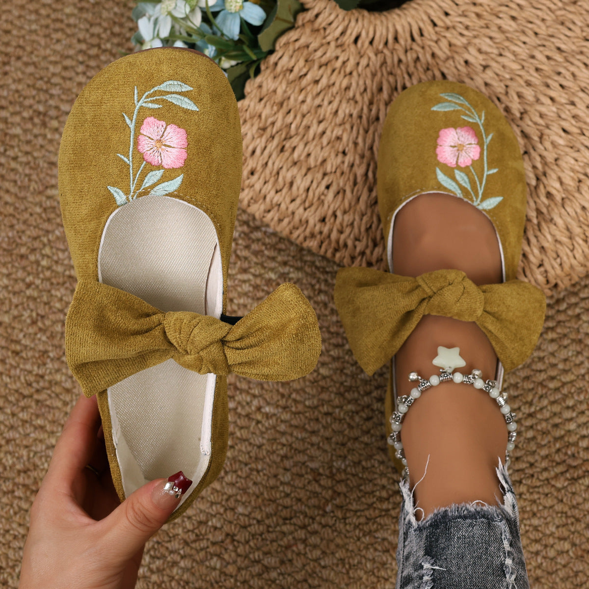 Fashion Personalized Women's Bow Flat Work Shoes