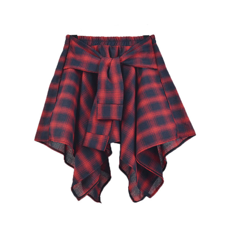 College Style Plaid Irregular Dance Skirt