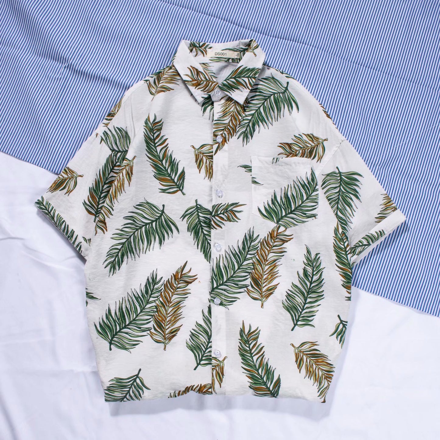 Ins Super Hot Shirt Men's Summer Hawaii Bali Vacation Wind Sleeves Fancy Hainan Island Beach Village Clothing Trend