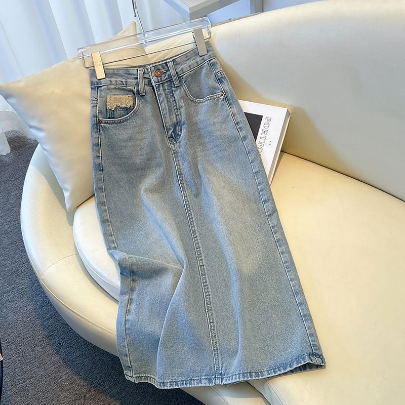 Mid-length High Waist Slimming Slit A- Line Sheath Skirt