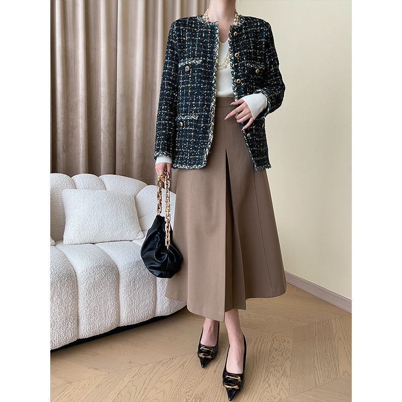 Tailored Commuter Style A-line Woolen Suit No-iron Skirt