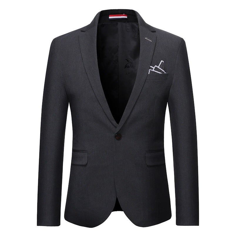 Business Formal Wear Plus Size Swallowtail Three-piece Solid Color Korean Men's Suit