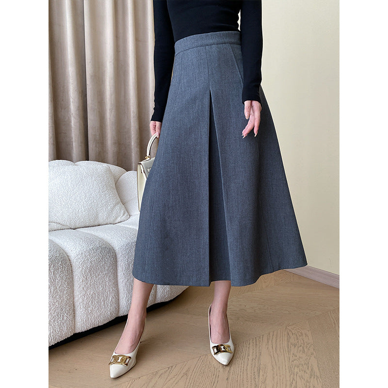 Tailored Commuter Style A-line Woolen Suit No-iron Skirt