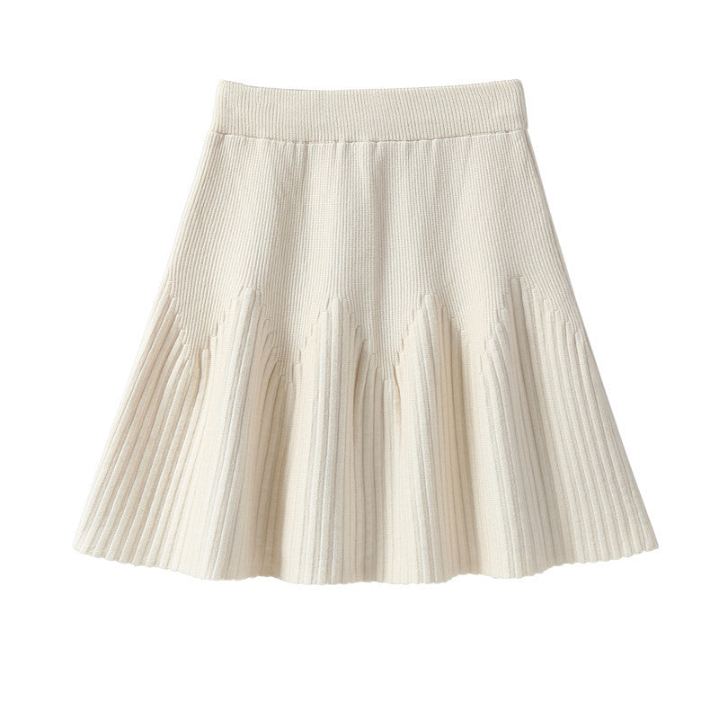 Knitted Skirt A-line High-waisted Hip-covering Short Skirt With Large Hem Ins Super Popular Korean Woolen Skirt Autumn And Winter New Style 2023
