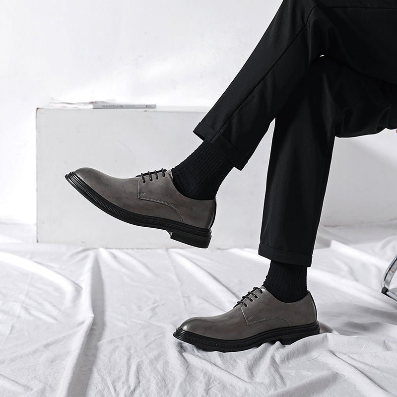 Summer British Phoenix Formal Business Suit Shoes Black Interior Height Increase