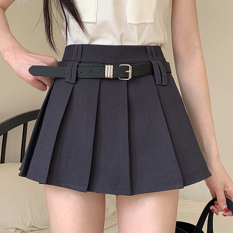 Women's Solid Color Casual High Waist Pleated Skirt