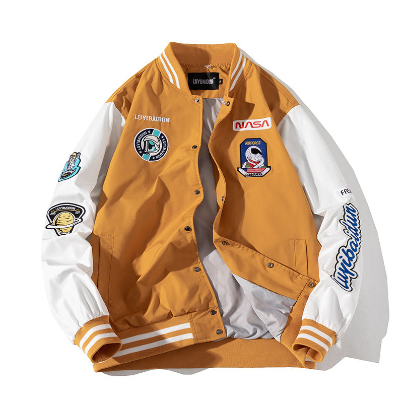 24 Wear New Autumn And Winter NASA Co-branded Baseball Uniforms For Men And Women, Loose Casual Jackets, Trendy Brand Pilot Cotton Coats