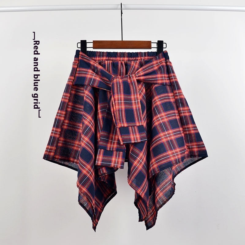 College Style Plaid Irregular Dance Skirt