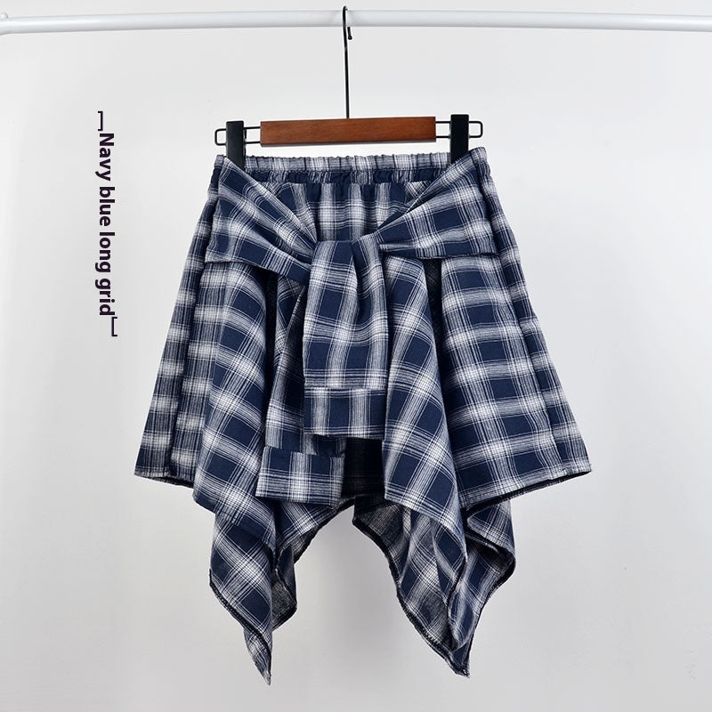 College Style Plaid Irregular Dance Skirt