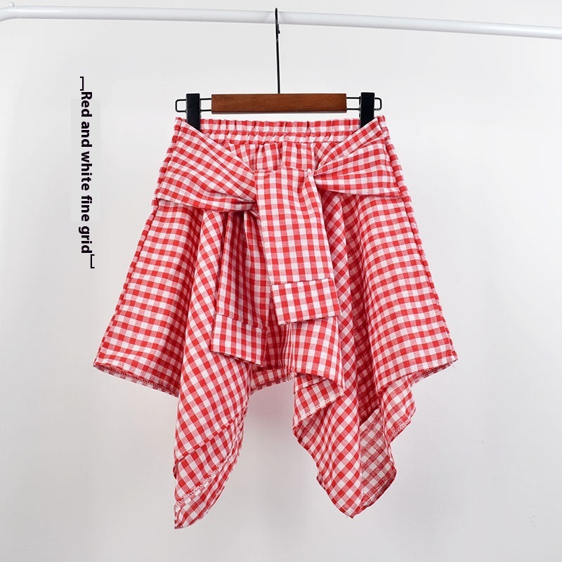 College Style Plaid Irregular Dance Skirt