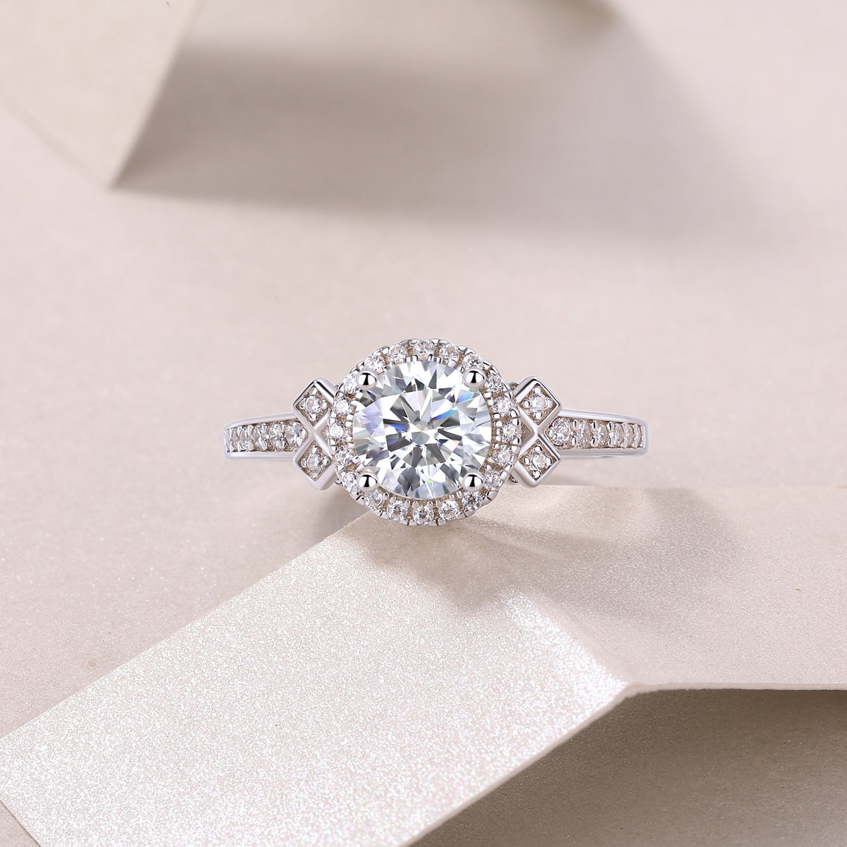 Lighthouse Large Diamond Ring Luxury Fashion Set Moissanite Silver Ring