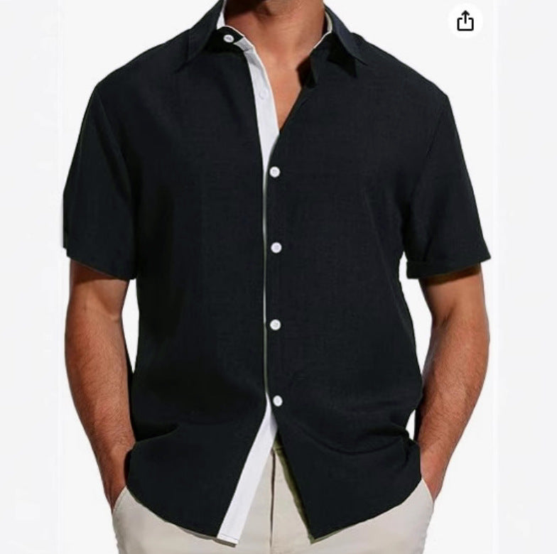 European And American Men's Short-sleeved Color Shirt
